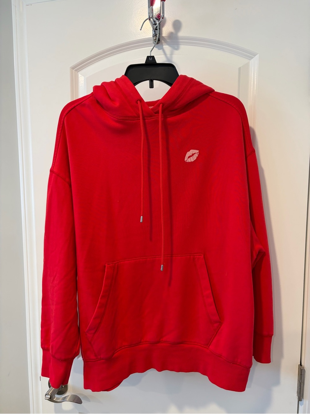 Victoria's Secret Red Hoodie with Kiss Embroidery